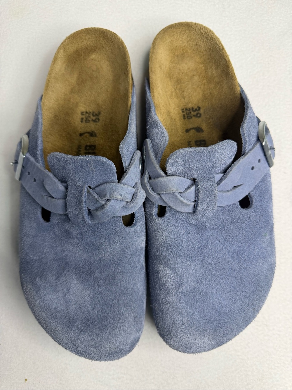 Birkenstock Boston Braided Suede Clogs Elemental Blue EU 39 US 8-8.5